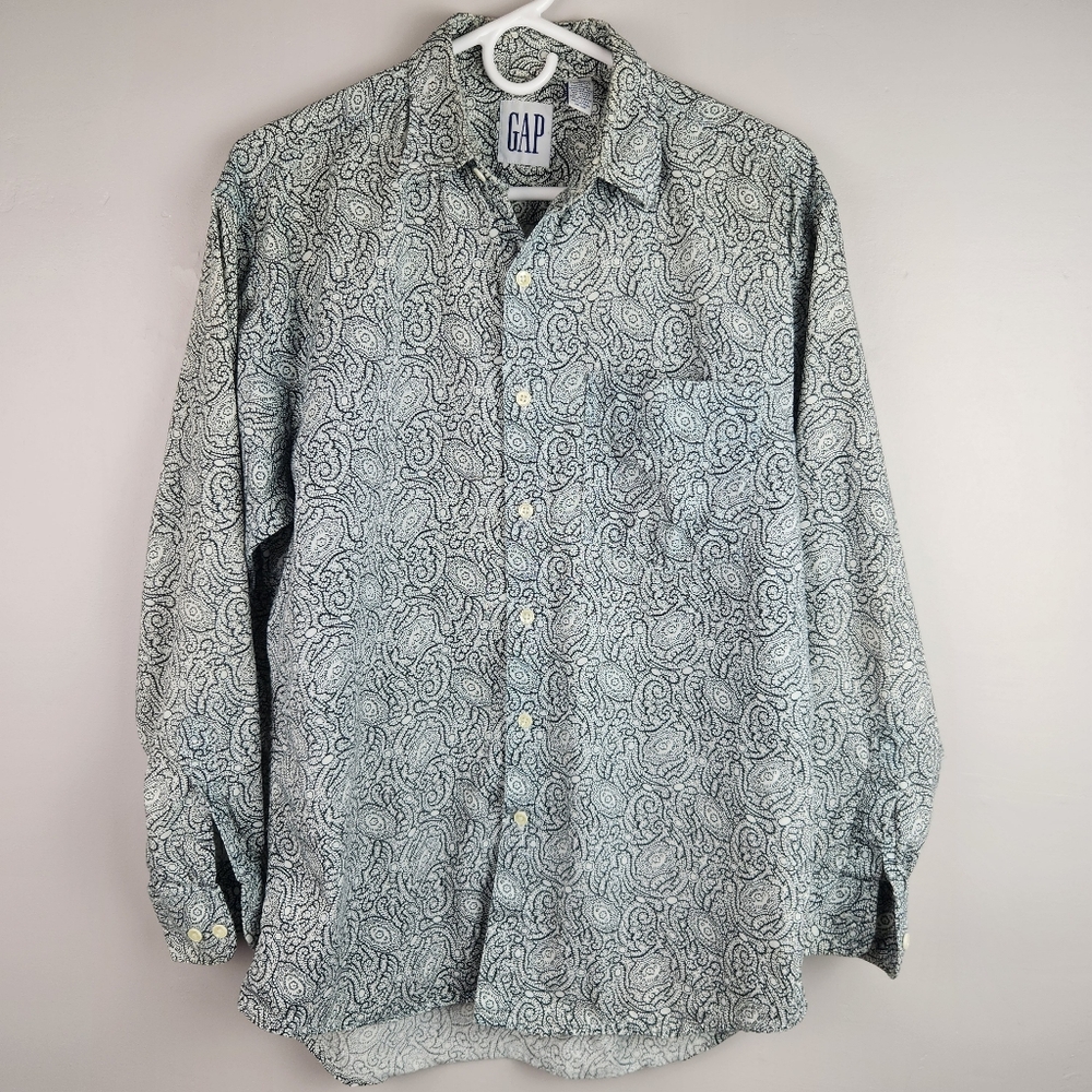 Vintage 90s GAP Spring Paisley Print Button Down Shirt Size Small 100% Cotton